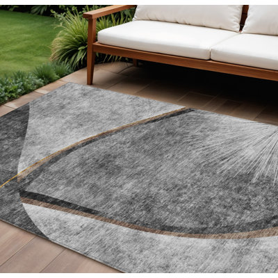 Tapis intérieur lavable abstrait 9 pi x 12 pi gris chocolat et argent