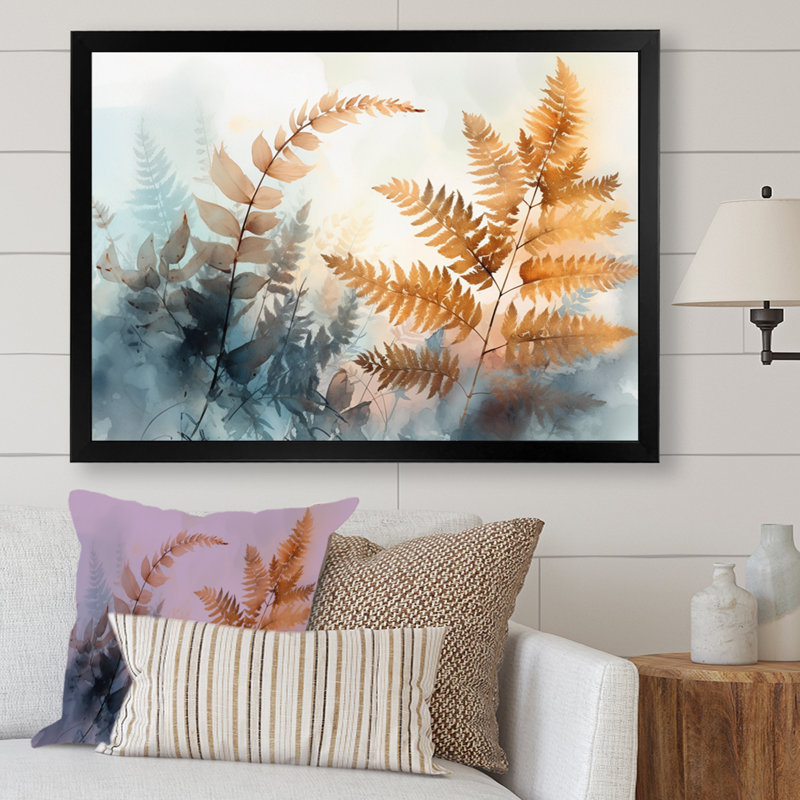 Romaro Brown Fern Reverie III sur toile, H 16 po x l 32 po x P 1 po, Cadre photo noir