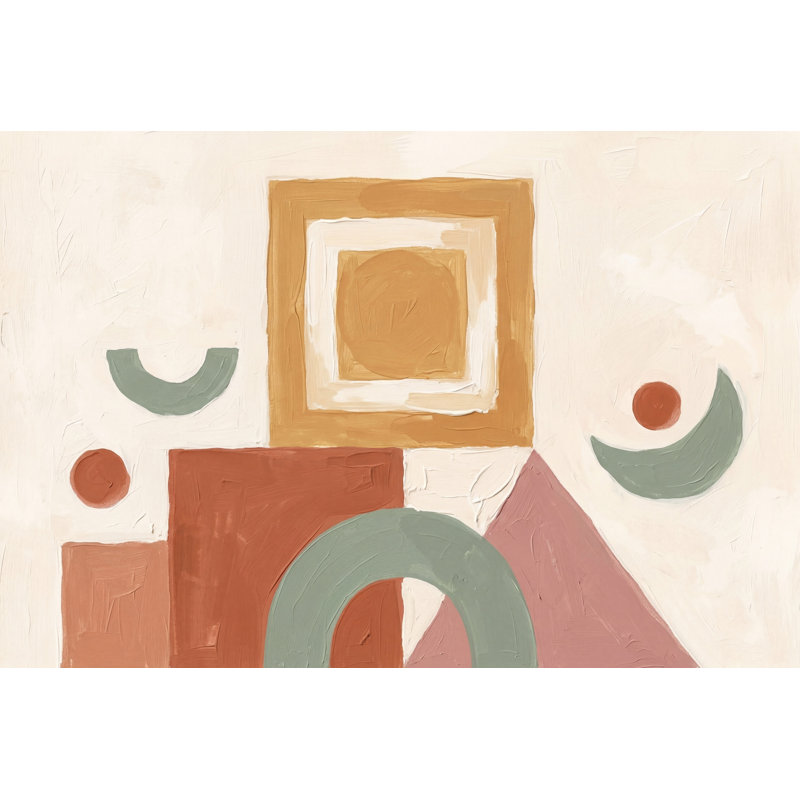 Papier peint abstrait avec motifs géométriques amovibles tons de terre, 120 po x 96 po, Peler et coller