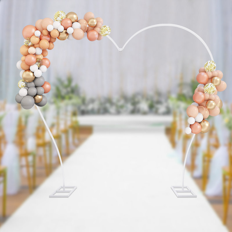 Metal Heart-Shaped Wedding Arch Backdrop Stand, White