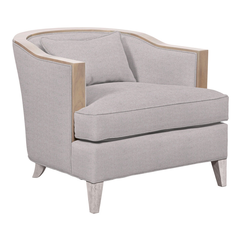 Thom Filicia Home Upholstered Barrel Chair, Dove Gray, Nadia Linen Polyester