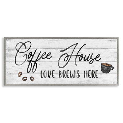 " Coffee House Love Brews Here Kitchen Calligraphy Typography "