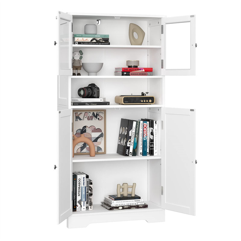 Armoire à thé et café noir Elegant | Porte en verre | Vaste espace de rangement | Multi-usage, Blanc