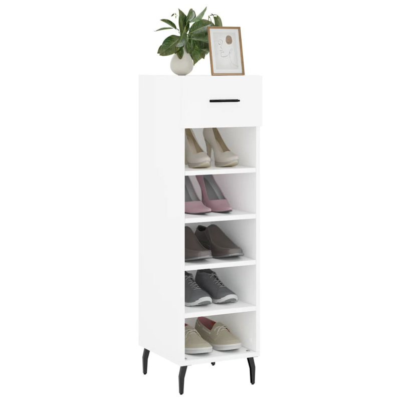 5 Pair Shoe Storage Cabinet, White