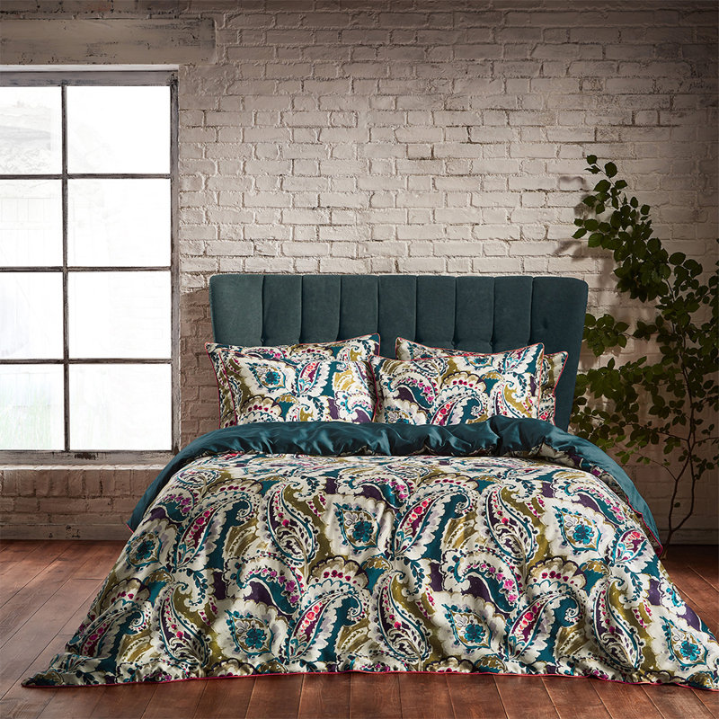 Sateen Paisley Duvet Cover Set with Pillowcases, Super King - 2 Standard Pillowcases