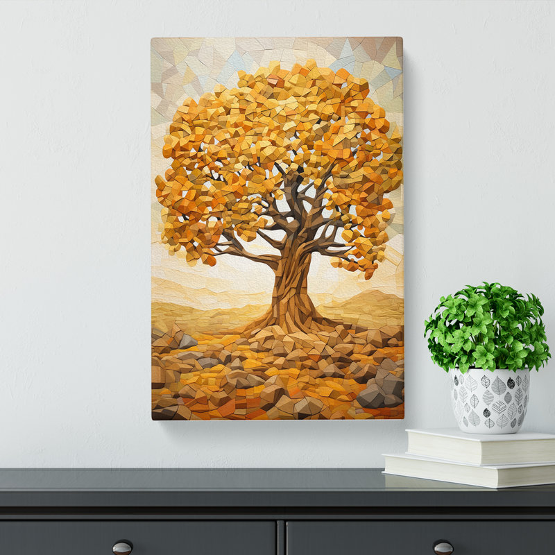 Oak Tree Cubism - No Frame Print, 50cm H x 35cm W x 3cm D