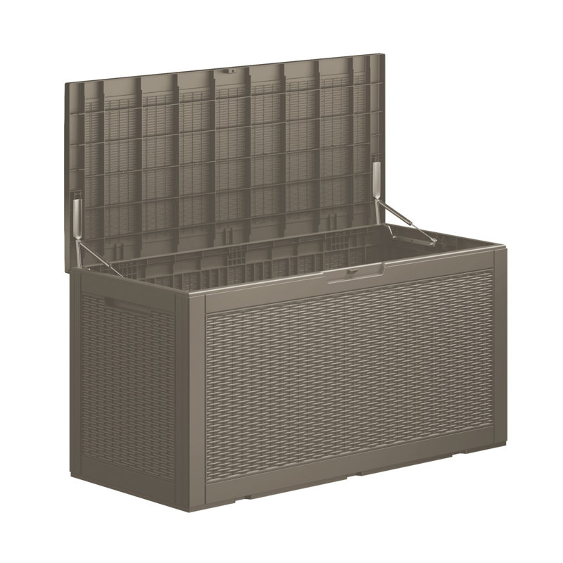 Boîte de terrasse extérieure 100 gallons imperméable et verrouillable, 100 gallons, Brun