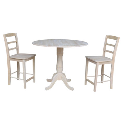 Dekeshia Counter Height Drop Leaf Solid Wood Dining Set