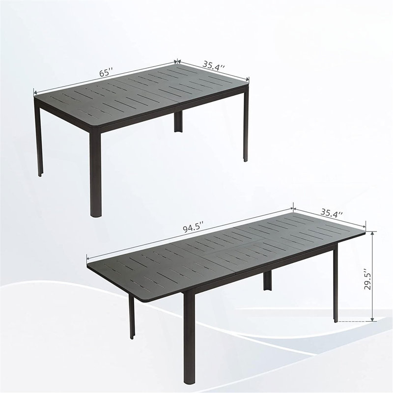 Table de salle à manger extensible pour l'extérieur, Marron foncé
