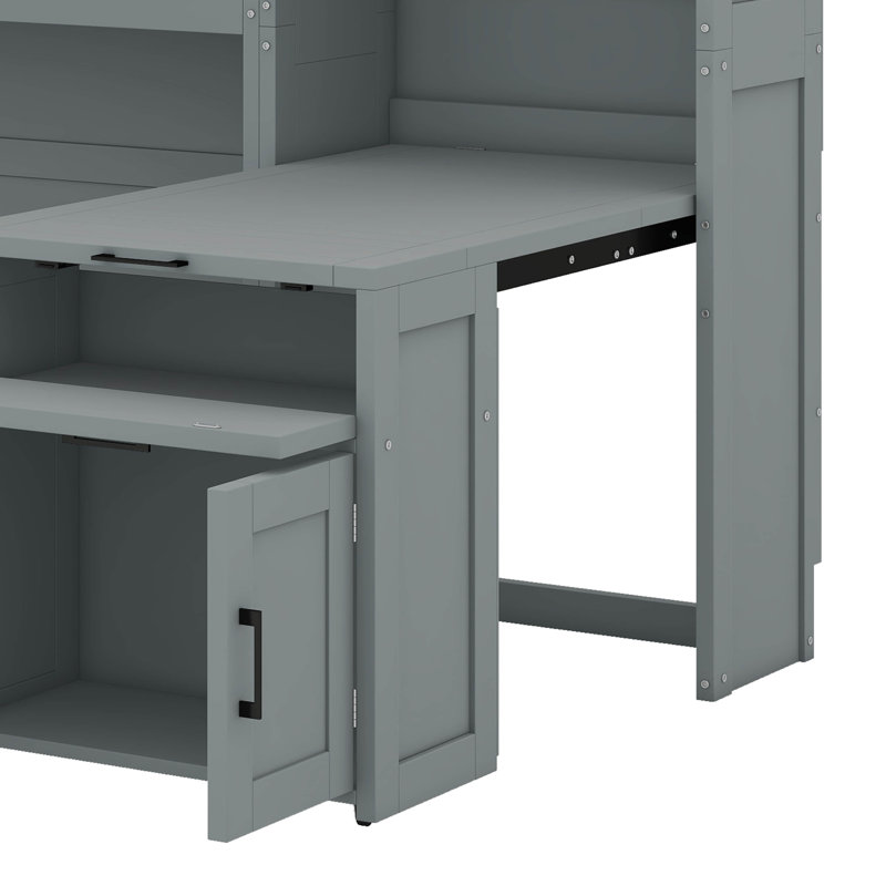  Lit escamotable simple avec garde-robe et tiroirs Earleville, Grey