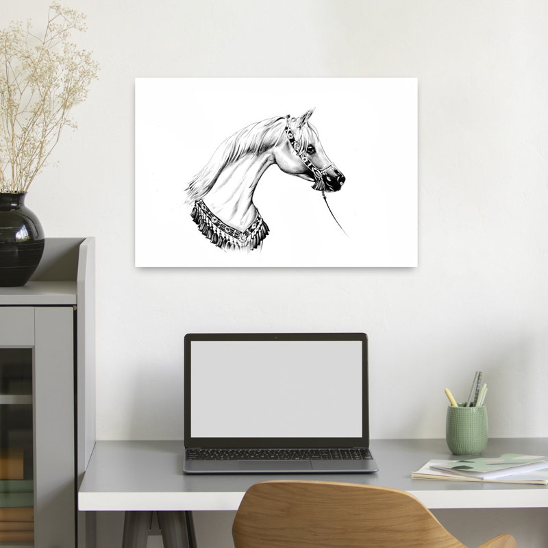 Cheval, dessin, croquis, 16, abstrait, coloré, rétro, portrait de cheval, paysage, impression murale, H 16 po x l 24 po