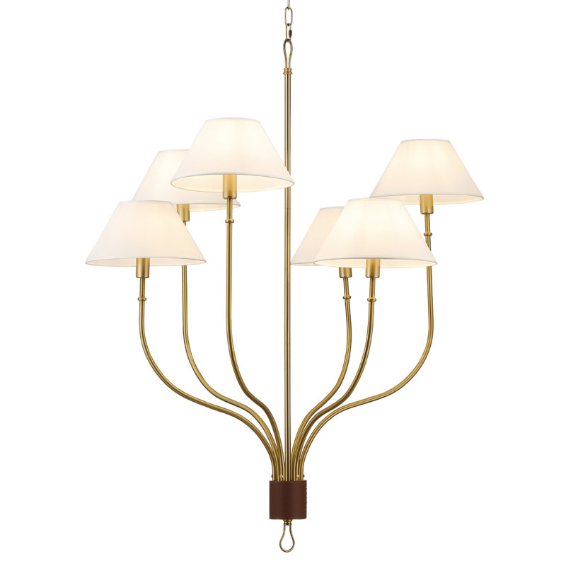 Grand lustre 6 lumières Griffin, Laiton