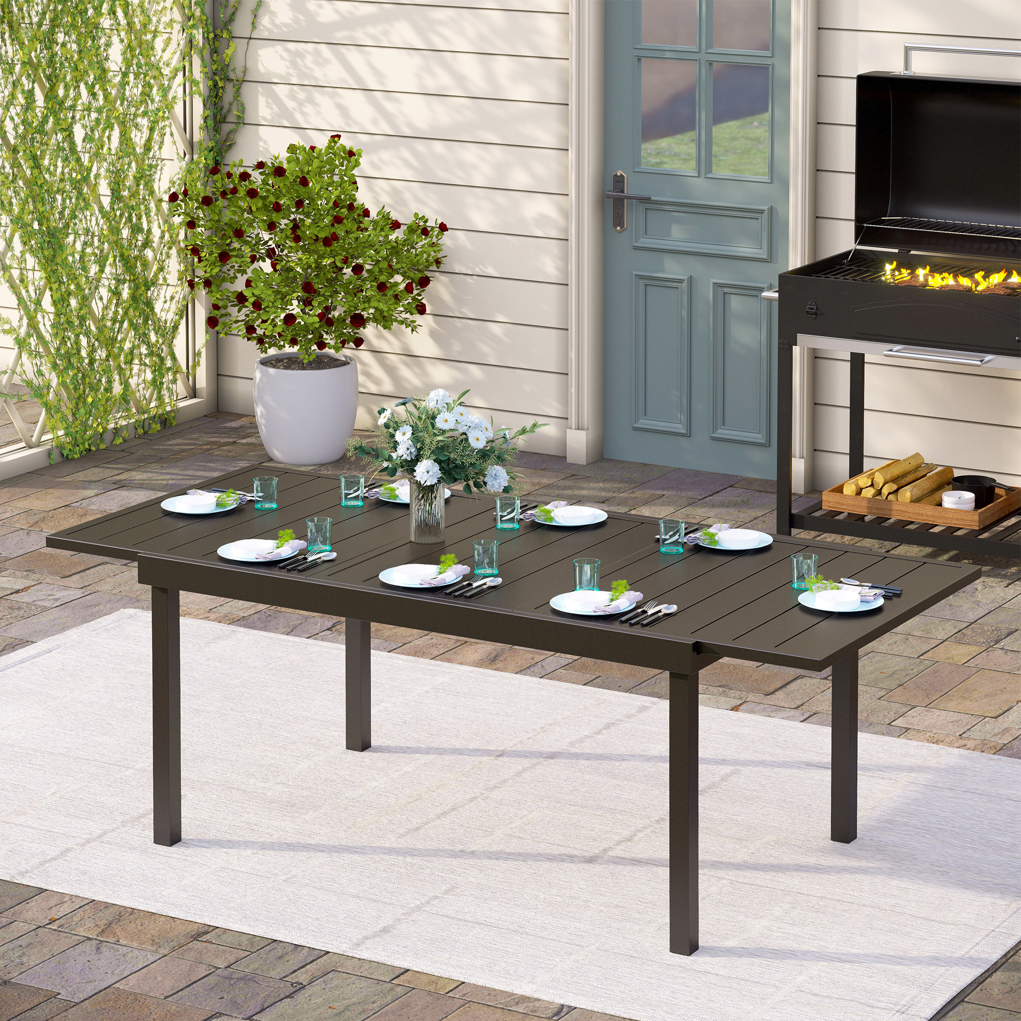 Lark Manor Argyri Extendable Steel Dining Table & Reviews Wayfair Canada