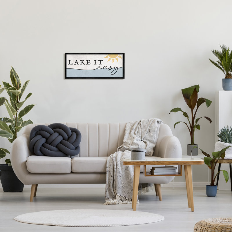 «Nautical Pun Lake It Easy», eau ensoleillée, Giclée encadrée noir minuit, H 10 po x l 24 po