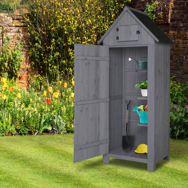 2 ft. 5 in. W x 2 ft D Solid Wood Storage Shed, Black