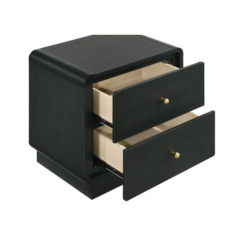 2-drawer Nightstand Bedside Table Black