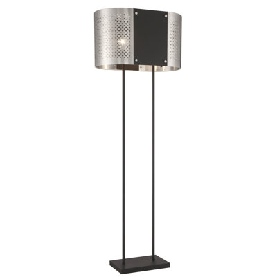 George Kovacs Noho 2 Light Floor Lamp In Brushed Nickel W/ Sand Coal