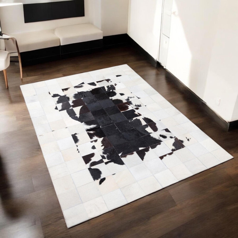 Tapis en peau de vache naturelle, tapis moderne, Rectangulaire 10 pi x 8 pi
