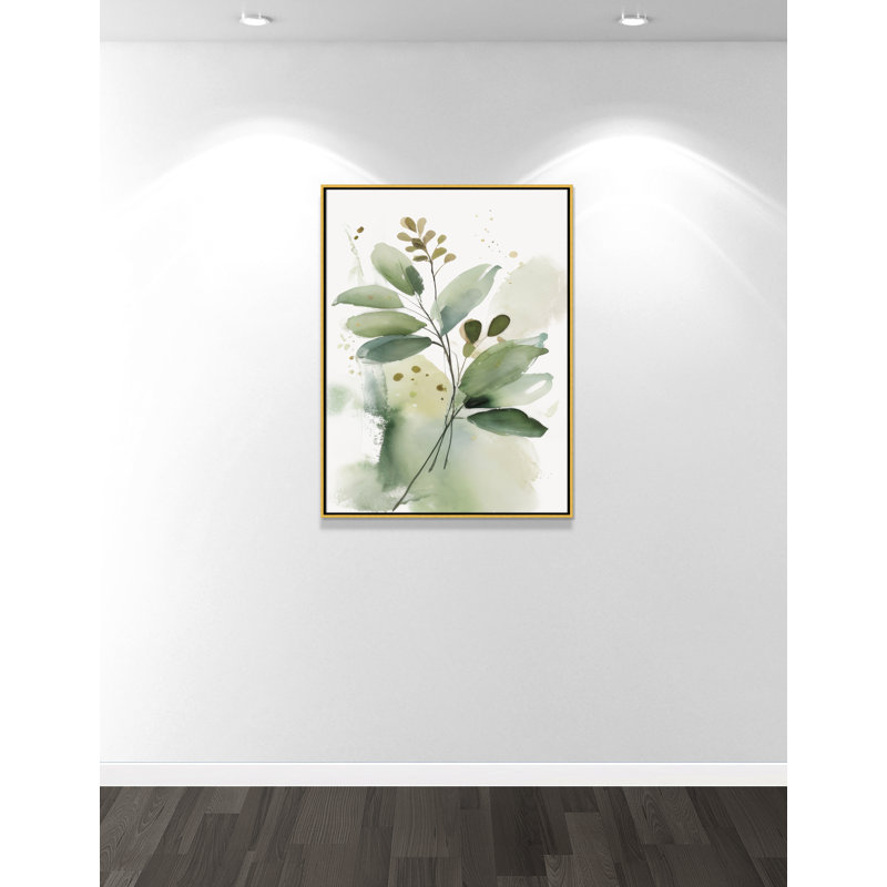 «Greenery Serenade I» par Irena Orlov, Toile avec cadre, 31.5'' W x 41.5'' H, Flotteur doré