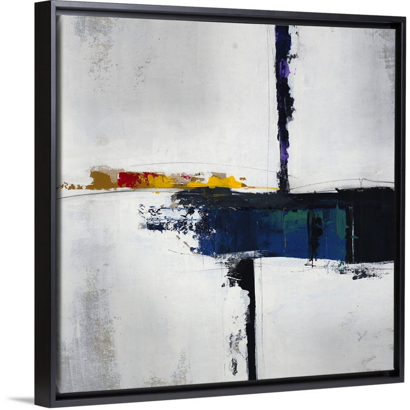 « time frame ii », peinture sur toile, H 31,7 po x l 31,7 po x P 1,75 po, Cadre flottant noir