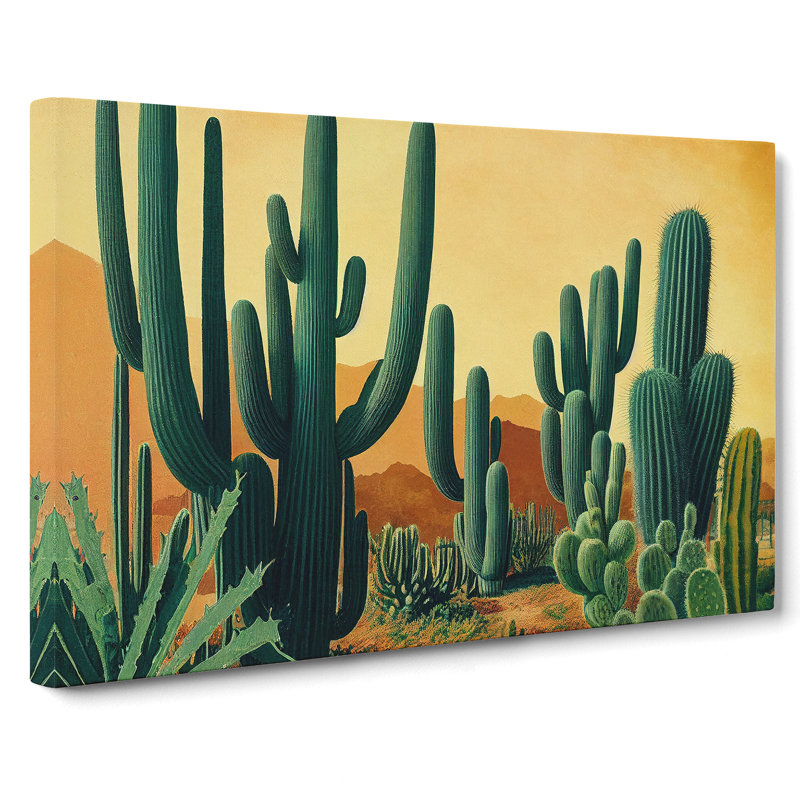 Cactus In The Desert - Wrapped Canvas Painting, 50cm H x 76cm W x 3cm D