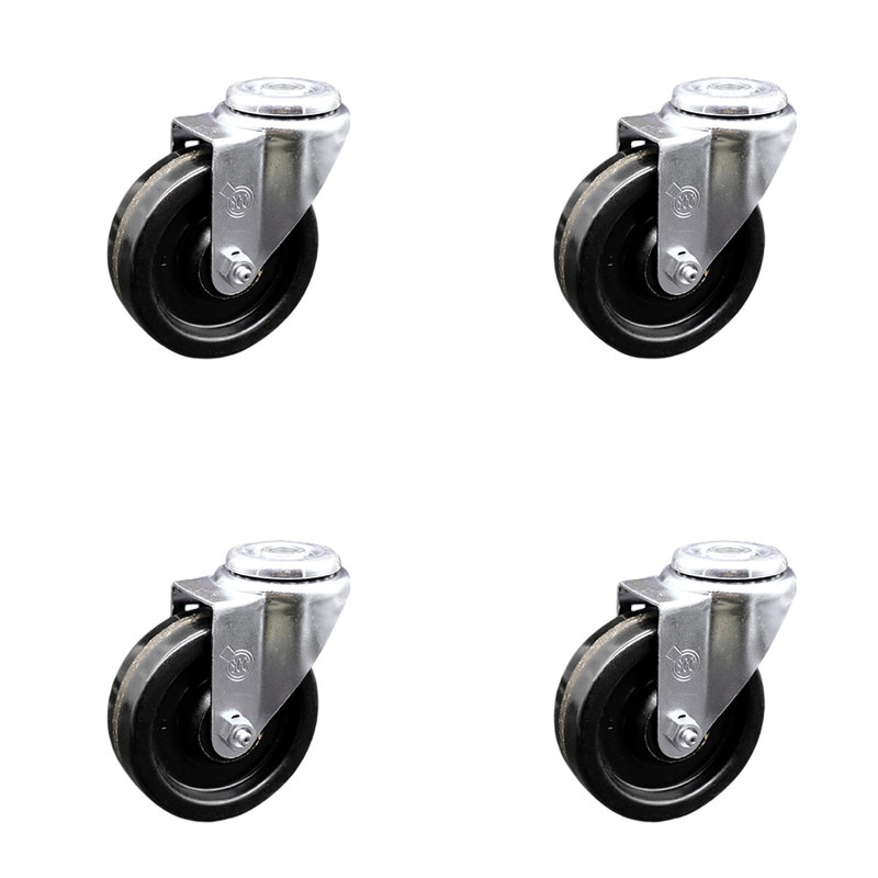 4 Inch Phenolic Wheel Swivel Bolt Hole Caster Set Service Caster Brand