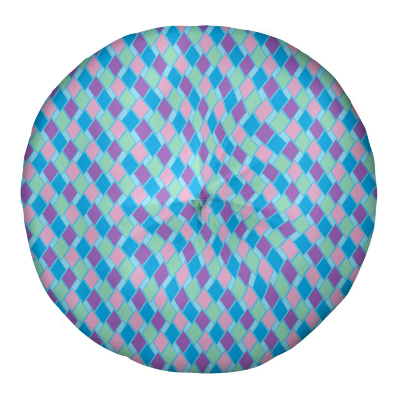 Coussin de sol Katelyn Elizabeth, 26 po x 26 po, Bleu / Rose