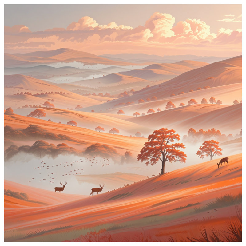 Tapis de bain Sunset Hills And Deer, L 34 po x L 21 po