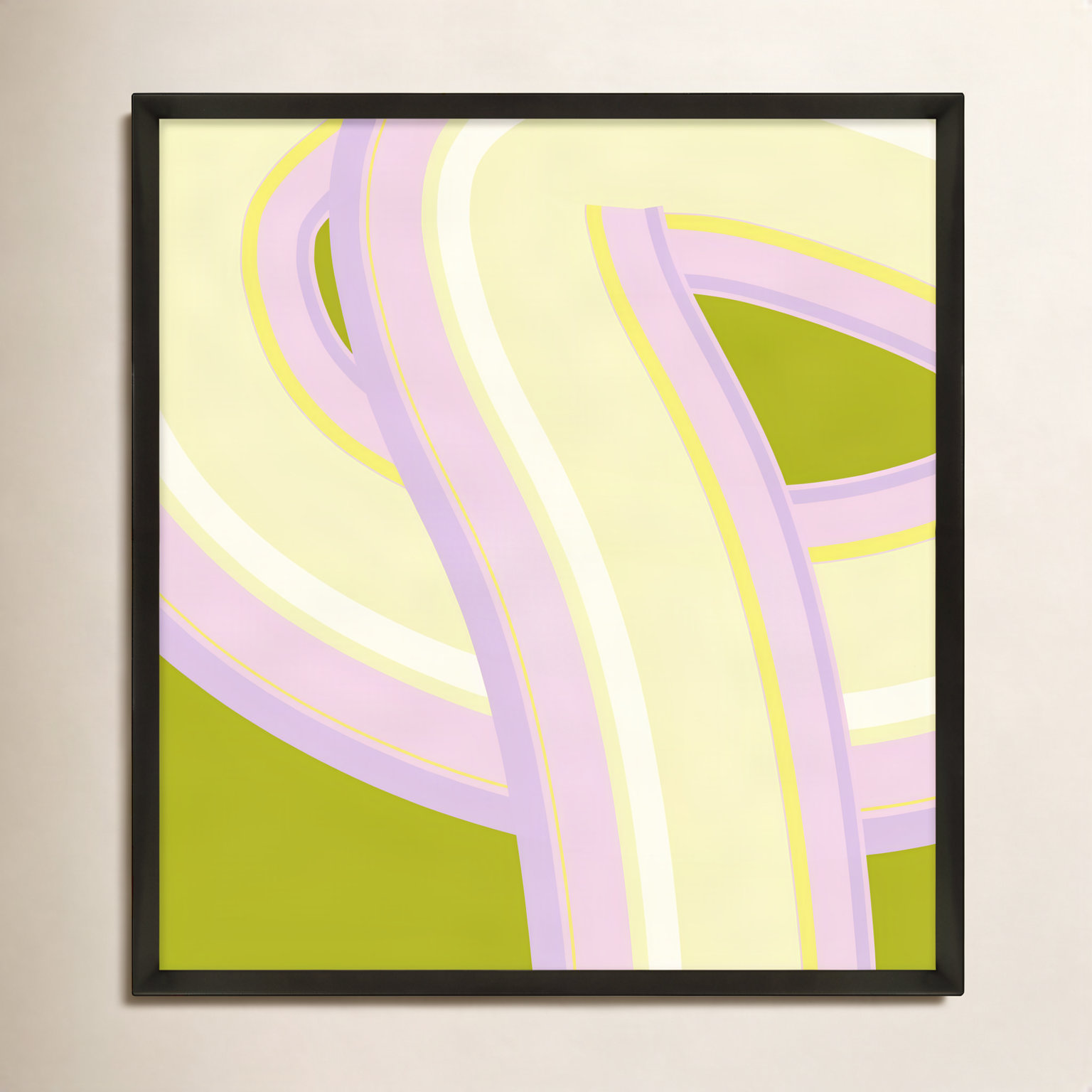 Bubblegum Twist by Jacques Pilon, 30" H x 30" W x 1.25" D, Black Wood