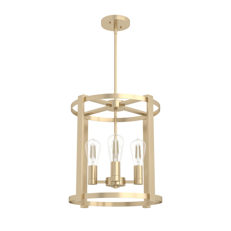 Astwood 4 - Light Dimmable Lantern Drum Chandelier, Gold, 16" W x 16" D x 17.75" H