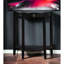 Console demi-lune Ii à finition noire avec compartiment ouvert sur la tablette inférieure, structure en bois avec plateau, 4 pieds carrés en bois de pin massif, 1 tiroir, séparation entre le haut et l'anneau de plancher de 5 po