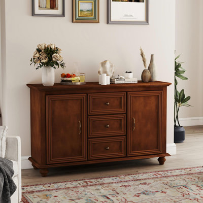 Buffet 47,3 "Mid-Century en noyer avec portes et tiroirs