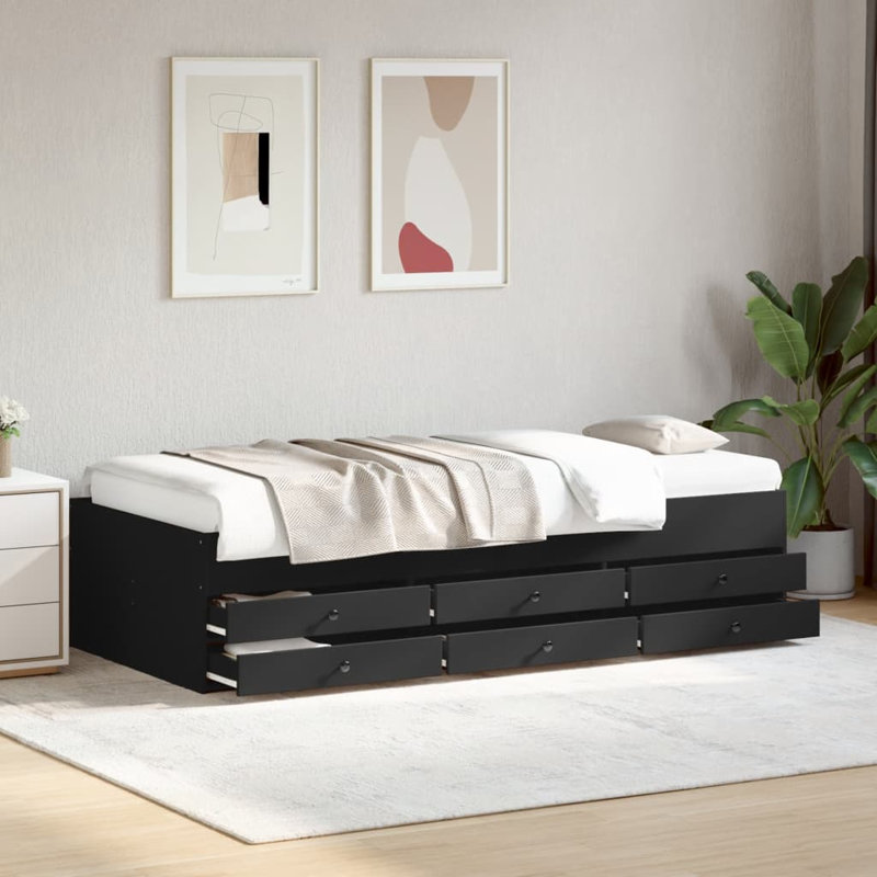 Vidaxl Daybed With Drawers, Black, Single (3')