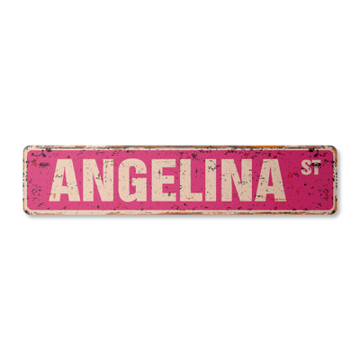 Angelina Street Sign Heavy Duty Plastic 4" X 18"
