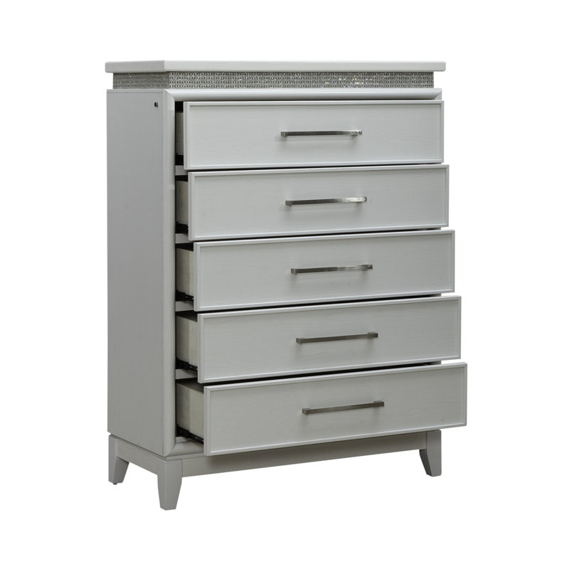 Commode 5 tiroirs Oxford avec éclairage DEL