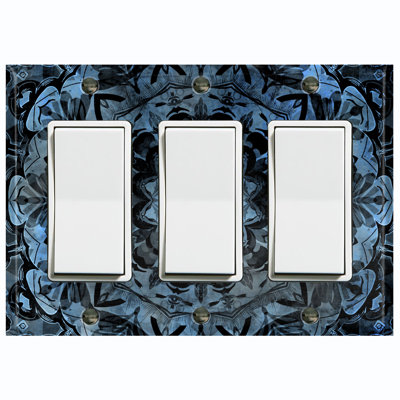 Plaque murale standard à 3 interrupteurs à bascule Blue Mandala