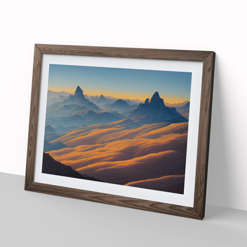 Flawless Mountain Sunrise 1 Piece Single Picture Frame Wall Art, 25cm H x 34cm W x 2cm D, Walnut