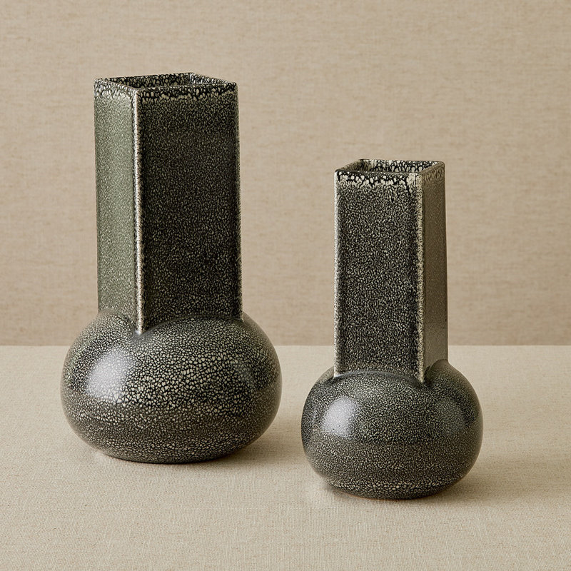Crocus Vase-Reactive Black-Lg, Black, 16" H x 8.75" W x 8.75 D