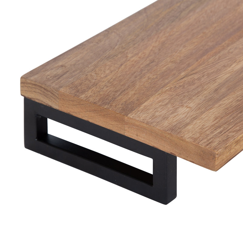 Tablette flottante en bois massif Brampt, Naturel / noir