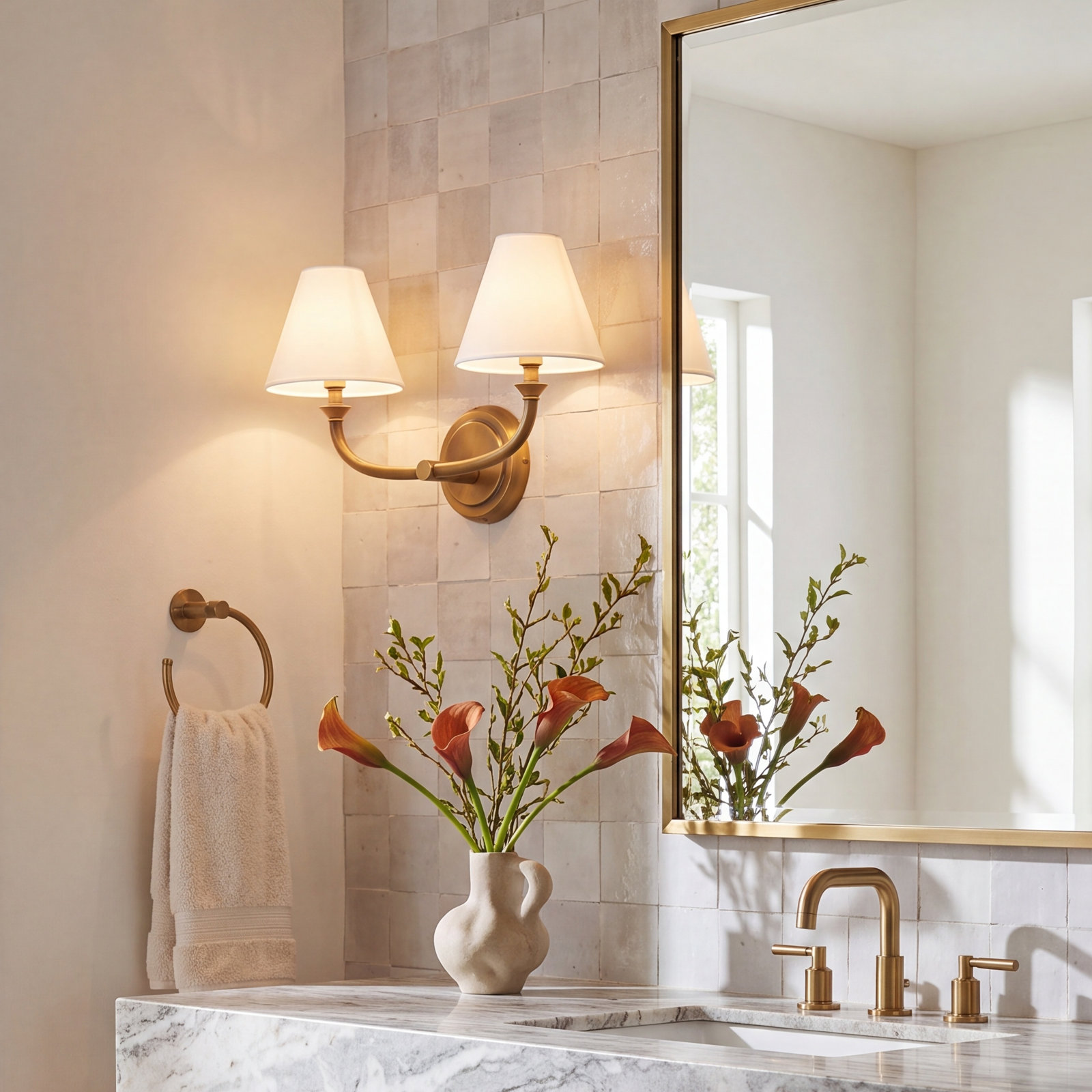 Greta 2-Light Bath Sconce, Gold