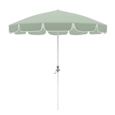 8.5' White Patio Umbrella With Fiberglass Ribs And Collar Tilt In Spectrum Mist Sunbrella