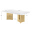 Ensemble de salle à manger en marbre blanc Grand avec chaises d'appoint Leathaire-396805803
