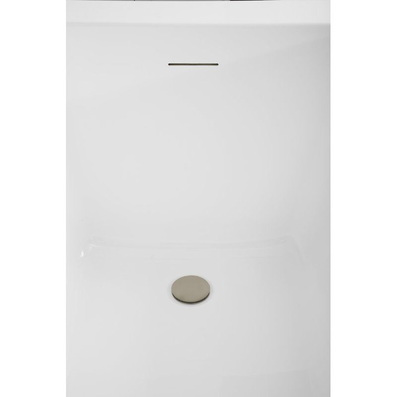59" Streamline Soaking Freestanding Tub and Tray With Internal Drain, Brushed Nickel