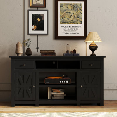 Meuble télé de 59 po pour téléviseur de 70 po ou moins Farmhouse, centre de divertissement avec prise de courant, console de télévision