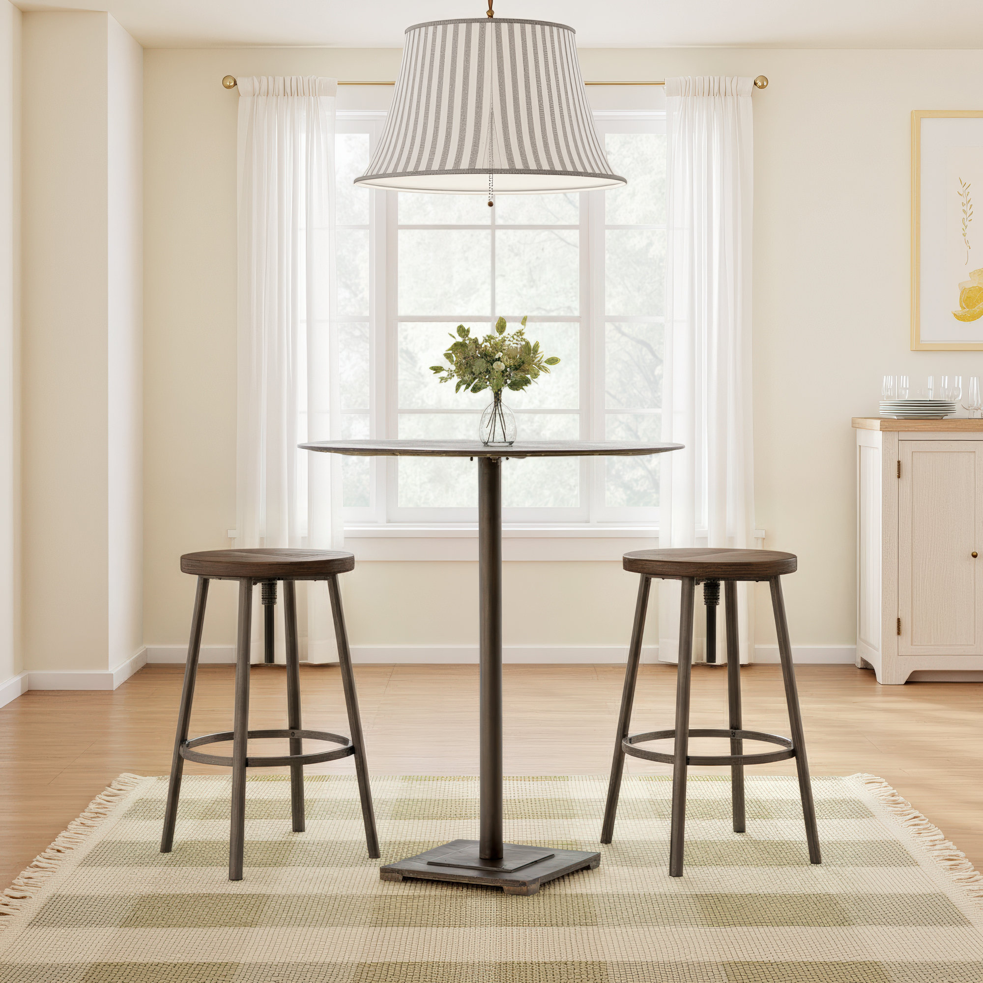 Nell 32'' Round Dining Table, Aged Brass, 36" H x 32" L x 32" W