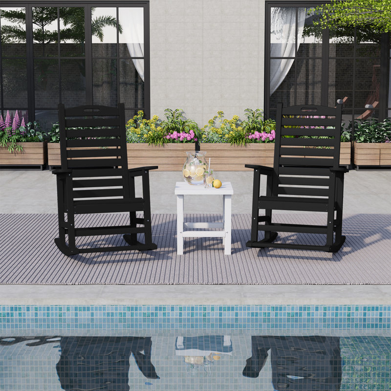 Chaise berçante surdimensionnée en PEHD d'extérieur, Noir