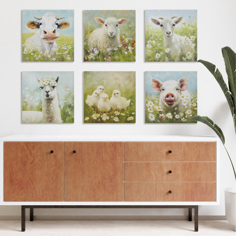 «Llama In Flowering Beauty» sur toile - Rehaussez le décor de votre maison - art fascinant l 16 po x H 16 po