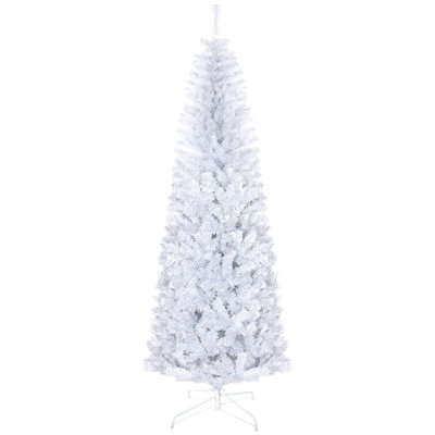 Pencil Christmas Tree, Unlit Artificial Christmas Tree Slim Douglas Fir Xmas Tree With Realistic Branches, Halloween Tree With Tips, White