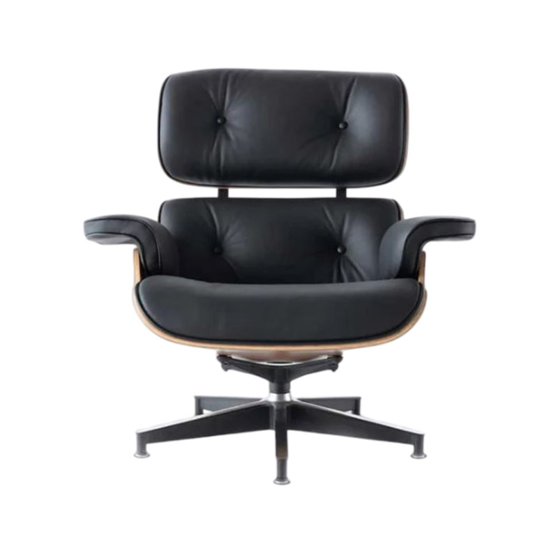 Nairobi Genuine Leather Lounge Chair, Black