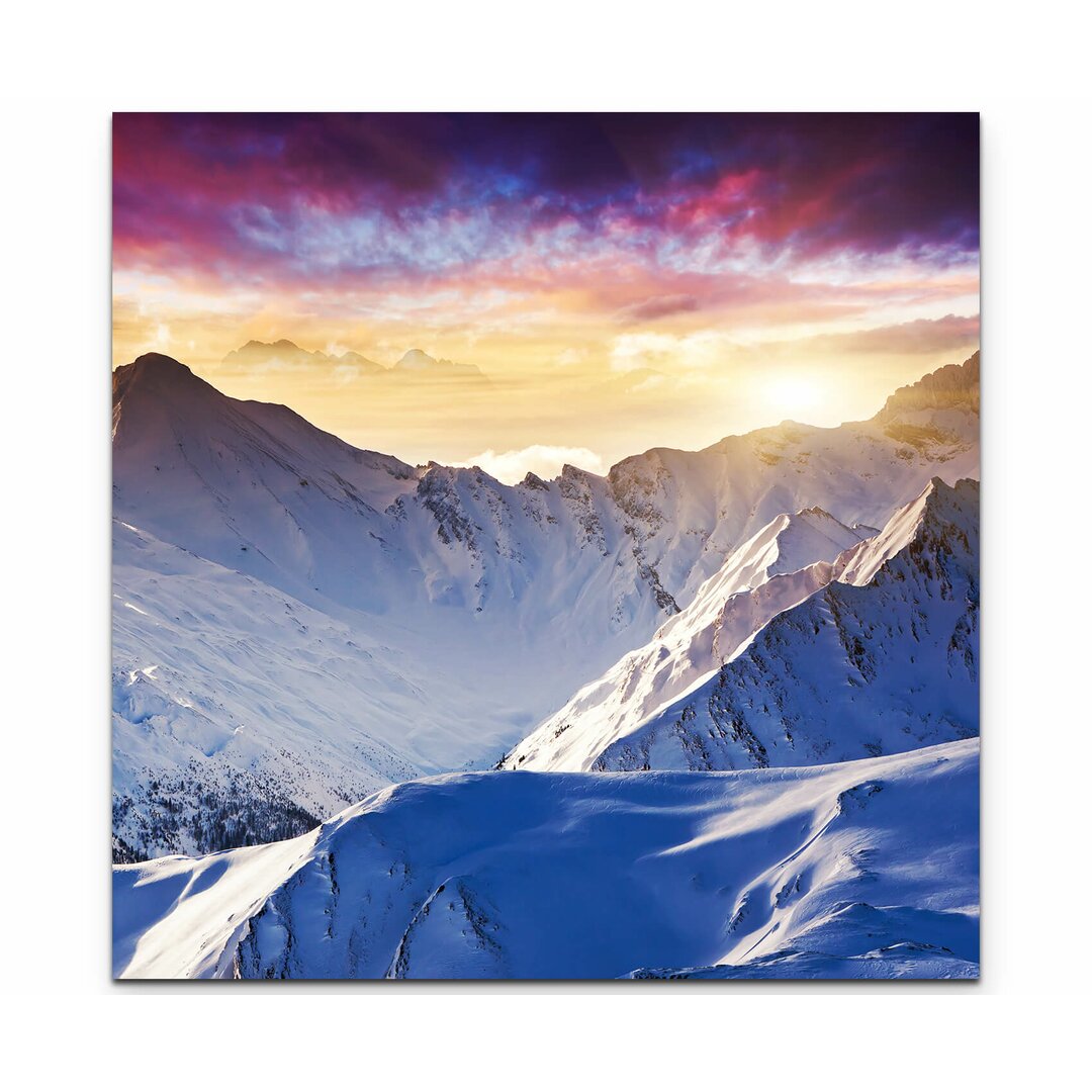 Leinwandbild Fantastische Alpenlandschaft mit Sonnenuntergang